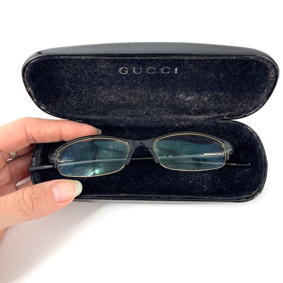 GUCCI GG 1505 ZN7 Eyeglass Frames Italy Half Rim 140 Clear Black Frame Side Logo - Picture 2 of 16